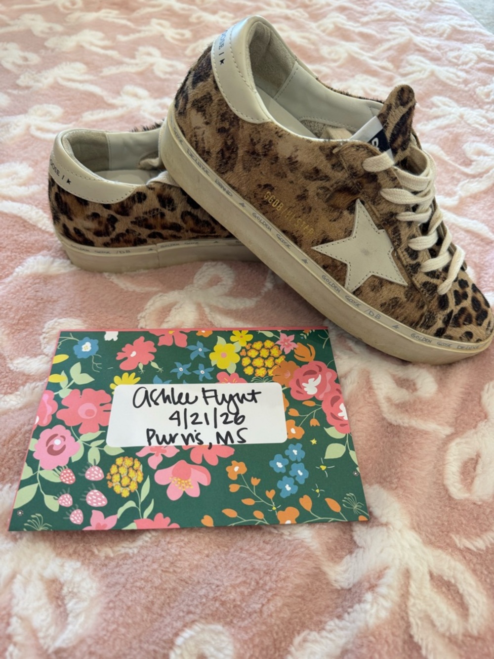 Golden Goose Leopard Print Sneakers with White Star